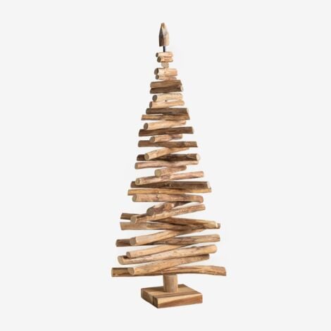 Sapin de Noël en bois de teck Jingle SKLUM Marron Bois Foncé