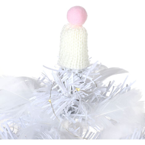 Sapin de Noël en Plumes avec Guirlande Lumineuse, Décoration Artificielle pour Table Fête