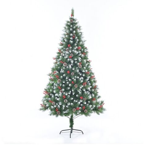 Sapin de Noël enneigé avec pommes de pin StarryLights 210 cm x 128 cm - luxueux, dense et naturel