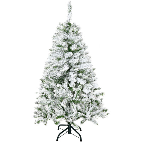 Sapin de Noël enneigé LOUANE vert et blanc 120 cm