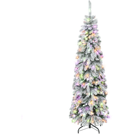 Sapin de Noël étroit 180 cm avec lumières LED bicolores 11 modes d’éclairage Minuterie 540 branches vertes