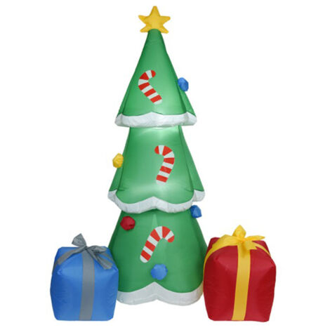 Sapin de Noël gonflable 1,8 m avec lumières LED intégrées - Décoration extérieure pour jardin et cour