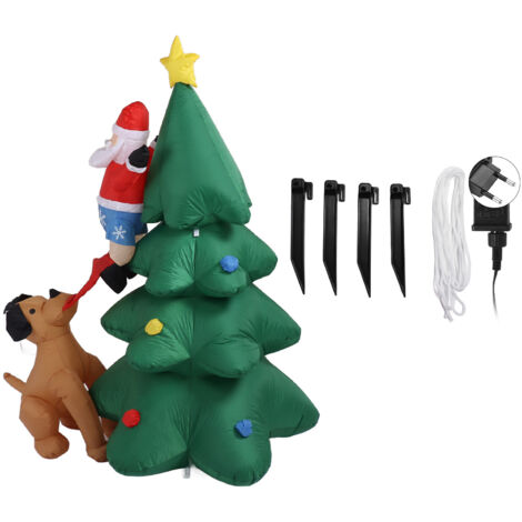 Sapin de Noël Gonflable 1,8m avec Éclairage, Ventilateurs Silencieux, Pour Intérieur/Extérieur/Jardin, Prise EU 100‑240V