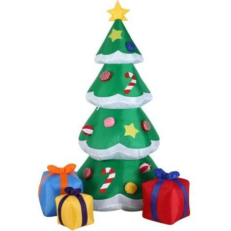 Sapin de Noël gonflable avec lumières Hauteur 230 cm Système autogonflant Protection IP44 Décoration de Noël Décoration extérieure