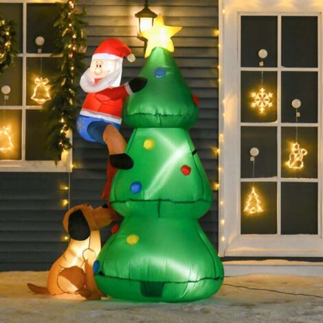 Sapin de Noël gonflable , décoration de Noël, 1,8 m, souffleur inclus, 123 cm x 85 cm x 180 cm, vert et rouge