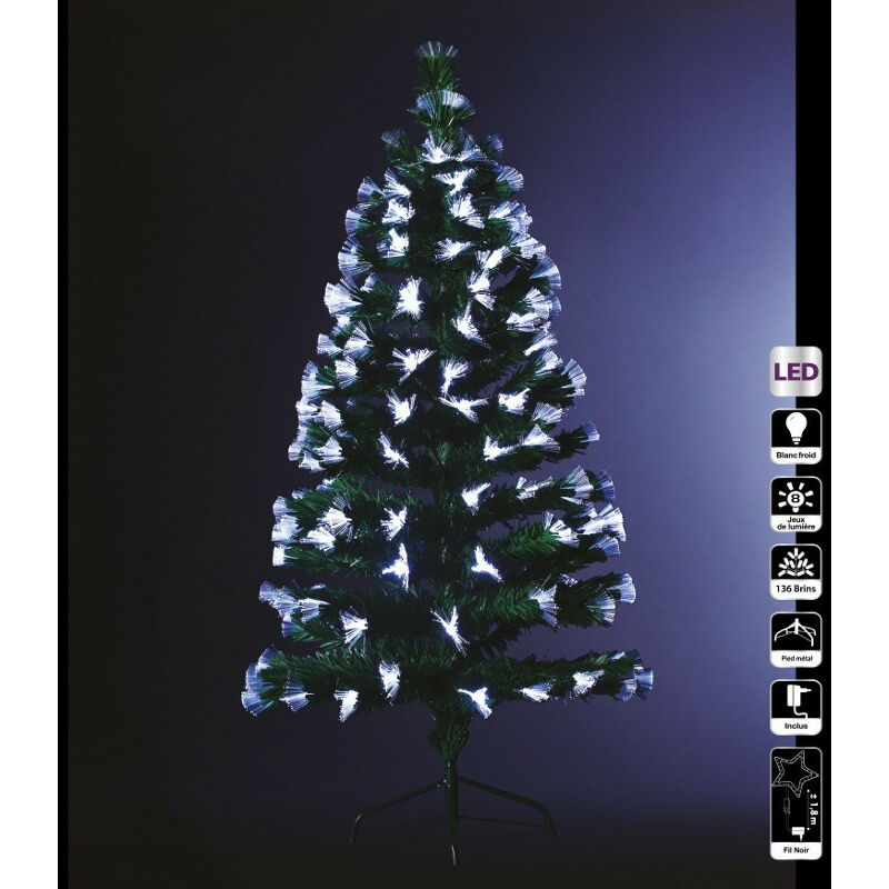 Sapin de Noël 120 cm vert lumineux led blanc - Vert - Vert