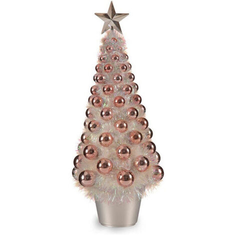 sapin de Noël irisé 21,5 x 51 x 21,5 cm rose polypropylène plastique