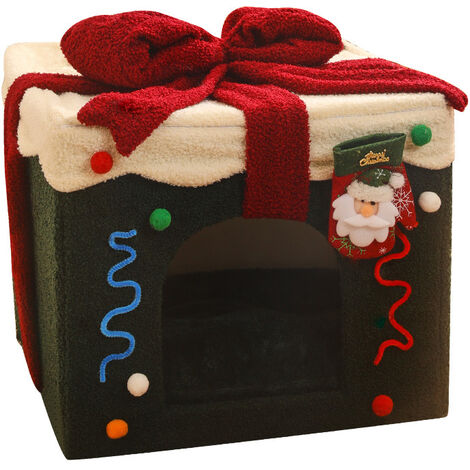 Sapin de Noël Lit de maison de chat Tente portable pour animaux de compagnie Igloo d'intérieur Nid de grotte de chat