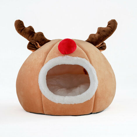 Sapin de Noël Lit de maison de chat Tente portable pour animaux de compagnie Igloo d'intérieur Nid de grotte de chat