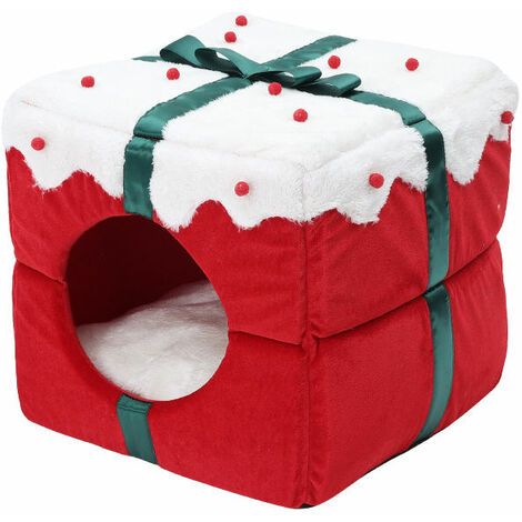 Sapin de Noël Lit de maison de chat Tente portable pour animaux de compagnie Igloo d'intérieur Nid de grotte de chat