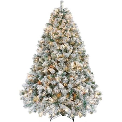 Sapin de Noël Lumineux LED 270CM -150 Lumières Blanc Chaud- PVC-Socle en Métal-Décoration de Noël