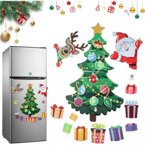 Sapin de Noël magnétique pour réfrigérateur, aimants de Noël Père Noël et Renne pour la Cuisine, aimants de Noël Père Noël