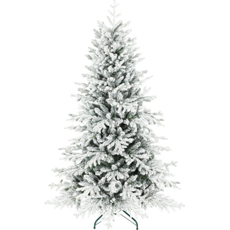Sapin de Noël neigeux artificiel 180 cm, arbre floqué avec 1815 branches et support métallique pliable, vert