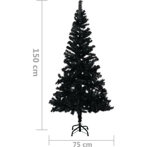 Sapin de Noël Noir artificiel 150 X 75 cm et pied support pour un Noël original.