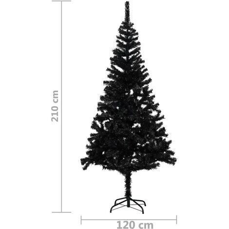 Sapin de Noël Noir artificiel 210 X 120 cm et pied support pour un Noël original.