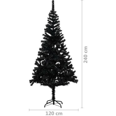 Sapin de Noël Noir artificiel 240 X 120 cm et pied support pour un Noël original.