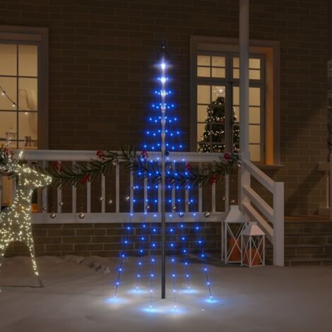 Sapin de Noël sur mât de drapeau 108 LED Bleues 180 cm vidaXL