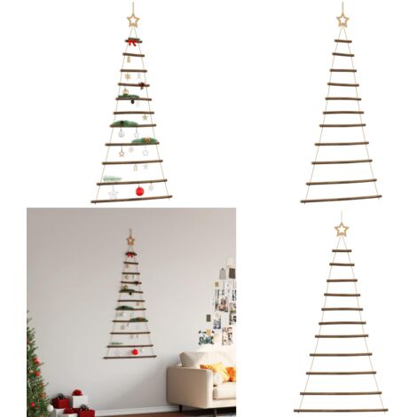 Sapin de Noël suspendu avec étoile supérieure 74 x 150 cm Branche naturelle - Décoration de Noël - Bois naturel