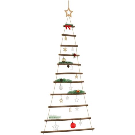 Sapin de Noël suspendu avec étoile supérieure 74x150 cm Branche naturelle