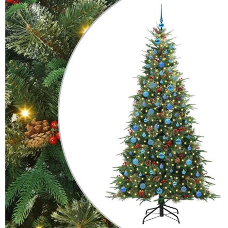 Sapin de Noël，Arbre de Noël Artificiel à Branches Articulées Vert 210 cm CFW64427