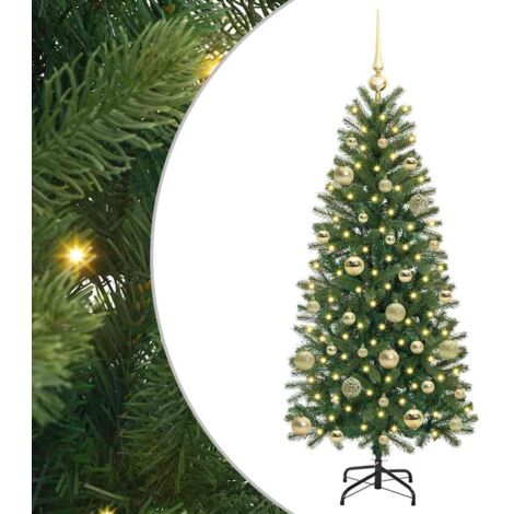 Sapin de Noël，Arbre de Noël artificiel avec 150 LED Vert 150 cm PE et PVC CFW33130
