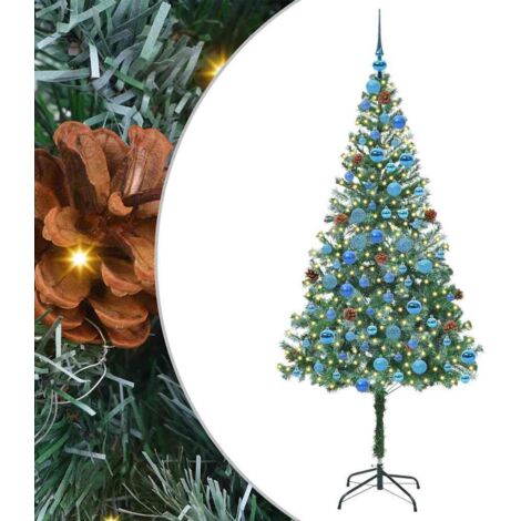 Sapin de Noël，Arbre de Noël artificiel avec 300 LED Vert 180 cm PVC et Acier CFW27662