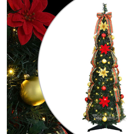 Sapin de Noël，Arbre de Noël artificiel avec 50 LED Vert 120 cm PVC CFW90938