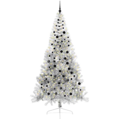 Sapin de Noël，Arbre de Noël artificiel pré-éclairé Argent 240 cm PET CFW56862