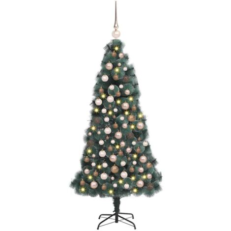 Sapin de Noël，Arbre de Noël artificiel pré-éclairé avec set de boules 120 cm CFW77387
