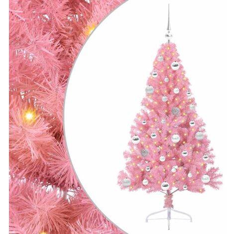 Sapin de Noël，Arbre de Noël artificiel pré-éclairé Rose 150 cm PVC CFW22069