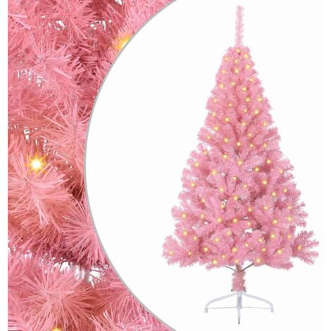 Sapin de Noël，Arbre de Noël artificiel pré-éclairé Rose 150 cm PVC CFW31460