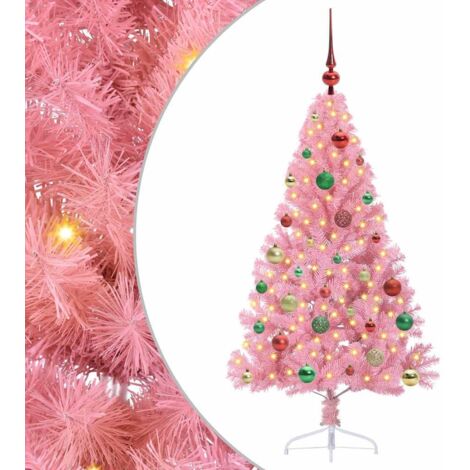 Sapin de Noël，Arbre de Noël artificiel pré-éclairé Rose 150 cm PVC CFW89840