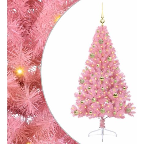 Sapin de Noël，Arbre de Noël artificiel pré-éclairé Rose 150 cm PVC CFW91997