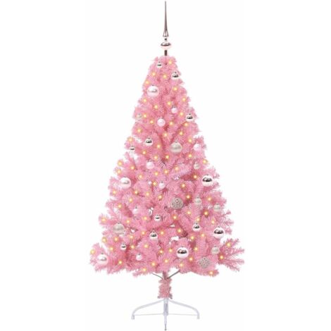 Sapin de Noël，Arbre de Noël artificiel pré-éclairé Rose 150 cm PVC CFW99530