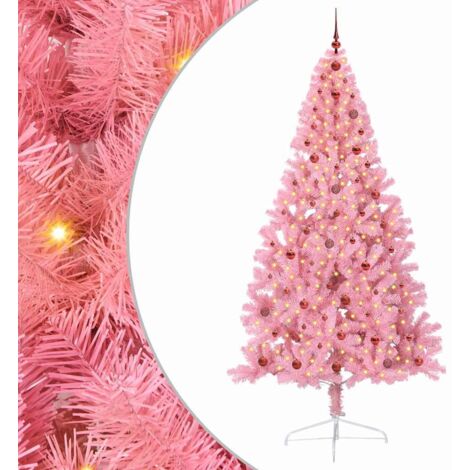 Sapin de Noël，Arbre de Noël artificiel pré-éclairé Rose 240 cm PVC CFW16072