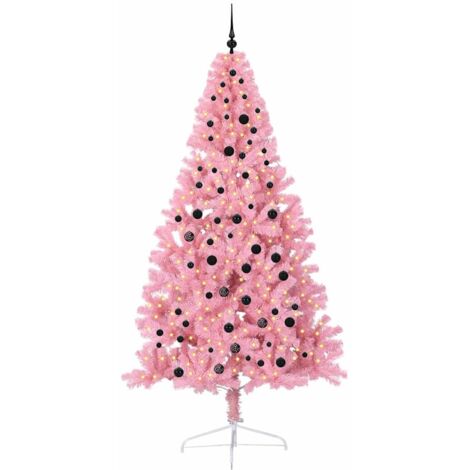 Sapin de Noël，Arbre de Noël artificiel pré-éclairé Rose 240 cm PVC CFW30951