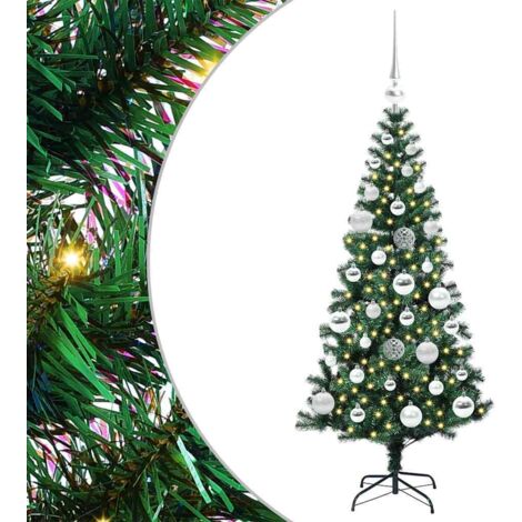 Sapin de Noël，Arbre de Noël artificiel pré-éclairé Vert 120 cm PVC et métal CFW29331
