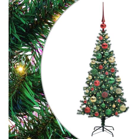 Sapin de Noël，Arbre de Noël artificiel pré-éclairé Vert 120 cm PVC et métal CFW29619