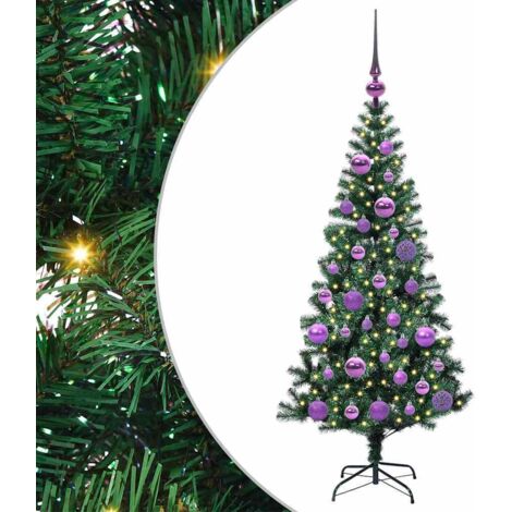 Sapin de Noël，Arbre de Noël artificiel pré-éclairé Vert 120 cm PVC et métal CFW51489