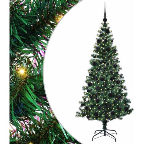 Sapin de Noël，Arbre de Noël artificiel pré-éclairé Vert 180 cm PVC et métal CFW74038