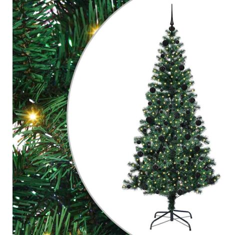 Sapin de Noël,Arbre de Noël artificiel pré-éclairé Vert 210 cm PVC et métal CFW90043