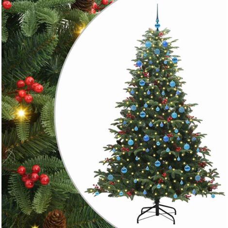 Sapin de Noël，Arbre de Noël artificiel Vert 210 cm PVC, métal et plastique CFW40056