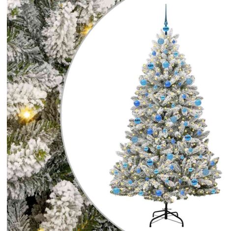 Sapin de Noël，Arbre de Noël artificiel Vert et blanc 180 cm PVC et métal CFW39473