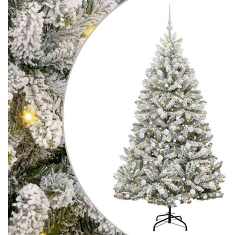 Sapin de Noël，Arbre de Noël artificiel Vert et blanc 180 cm PVC et métal CFW63631