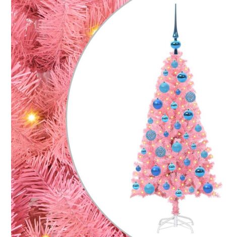 Sapin de Noël，Arbre de Noël avec 150 LED avec support Rose 120 cm PVC CFW52430