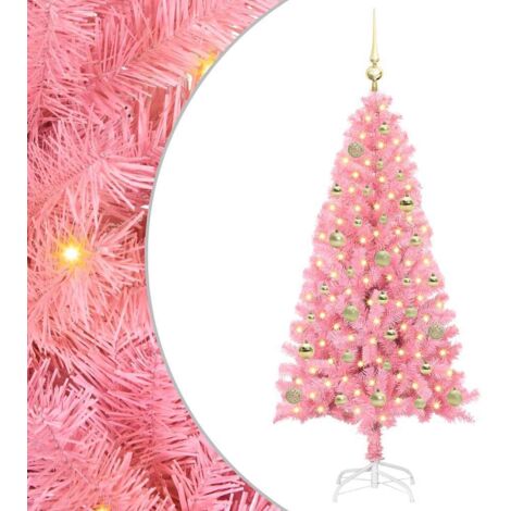 Sapin de Noël，Arbre de Noël avec 150 LED avec support Rose 150 cm PVC CFW13159
