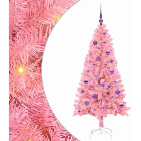 Sapin de Noël，Arbre de Noël avec 150 LED avec support Rose 150 cm PVC CFW83436
