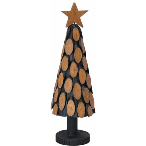 Sapin de Noël，Arbre de Noël avec support Marron 60 cm Bois de teck solide CFW62691