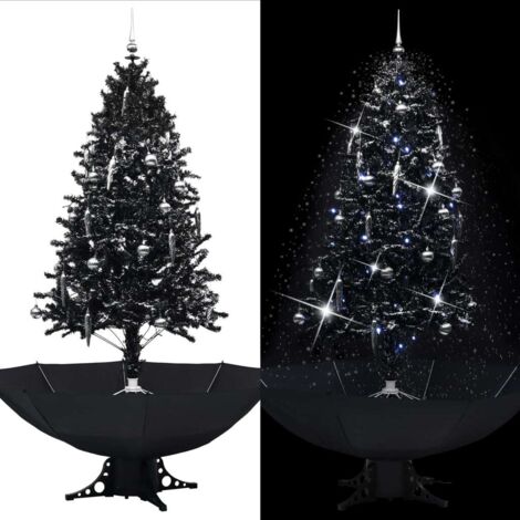 Sapin de Noël,Arbre de Noël neigeux avec base de parapluie Noir 190 cm PVC -WYW49288