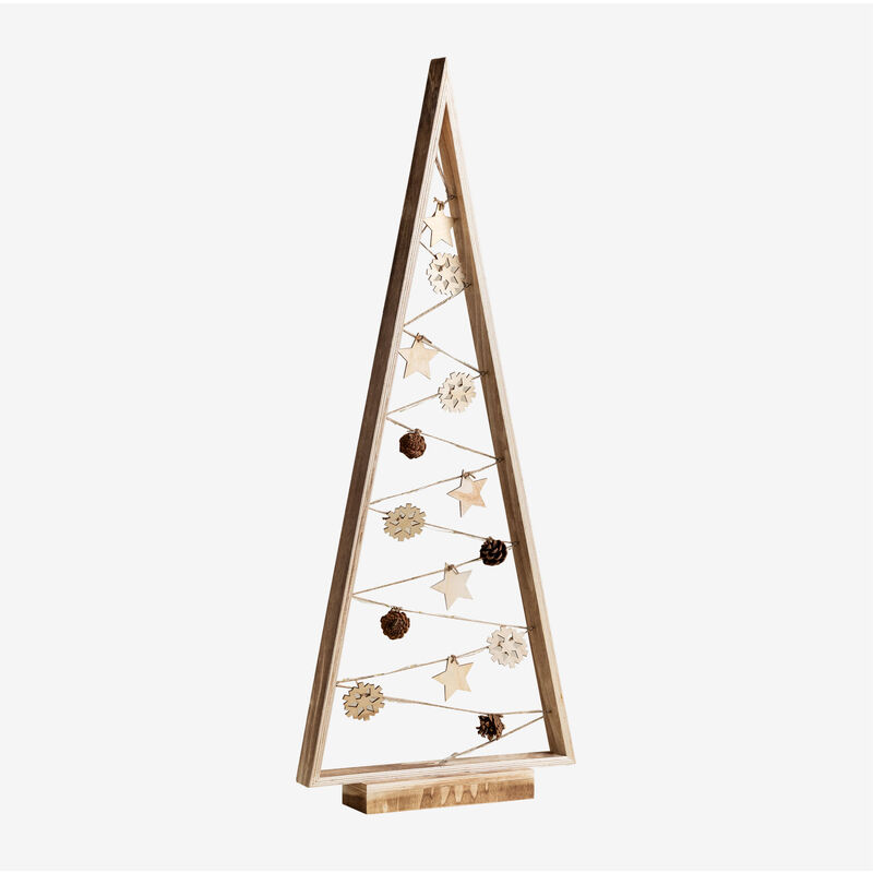 Sklum - Sapin de Noël en bois avec lumières led de style Niorb Bois - naturel